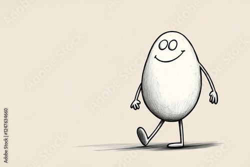 Cartoony OC stick man with a thicker belly and feet walking