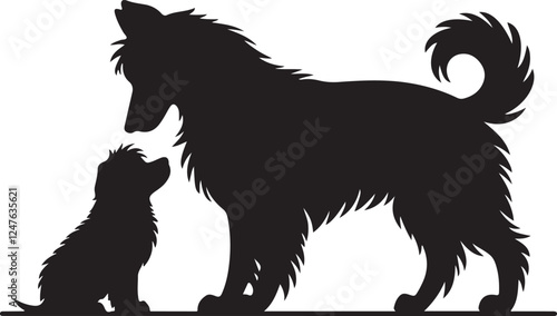 vector illustration of a mother dog and its child