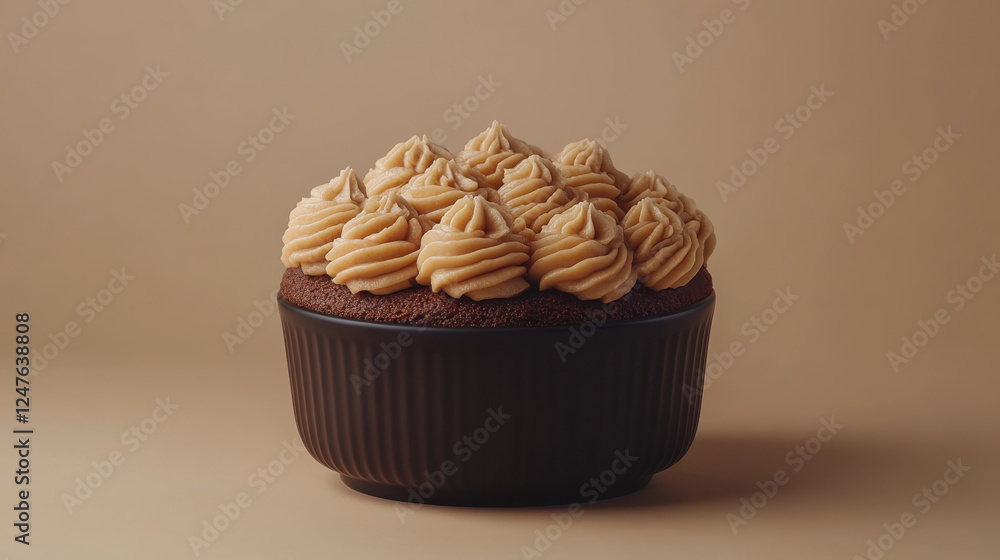 Delicious chocolate cake topped with creamy caramel frosting, perfect for celebrations Delicious chocolate cake topped with creamy caramel frosting, perfect for celebrations