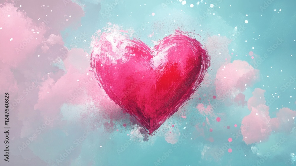 Obraz premium pink heart watercolor painting