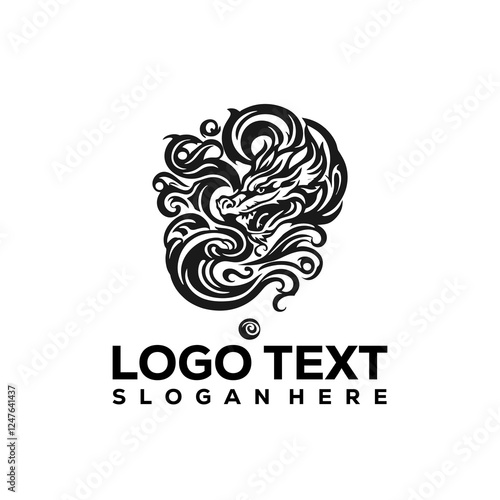 black dragon on blue background