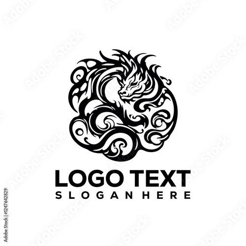 Illustration representing a furious dragon logo design