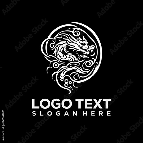 Illustration representing a furious dragon logo design
