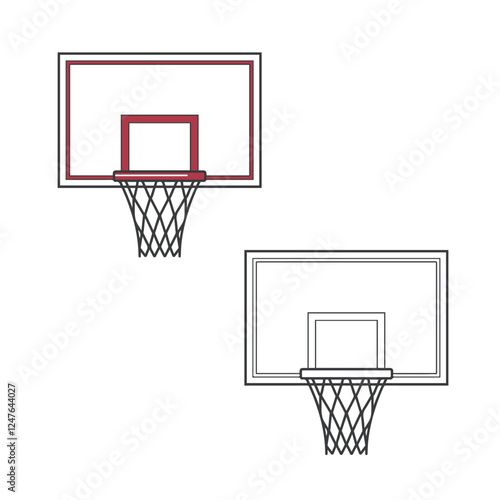 basketball hoop isolated on white background. Drawing with line art. Simple design. Vector illustration