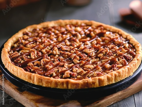 Delicious Pecan Pie with Caramel Drizzle, a Sweet Thanksgiving Treat photo