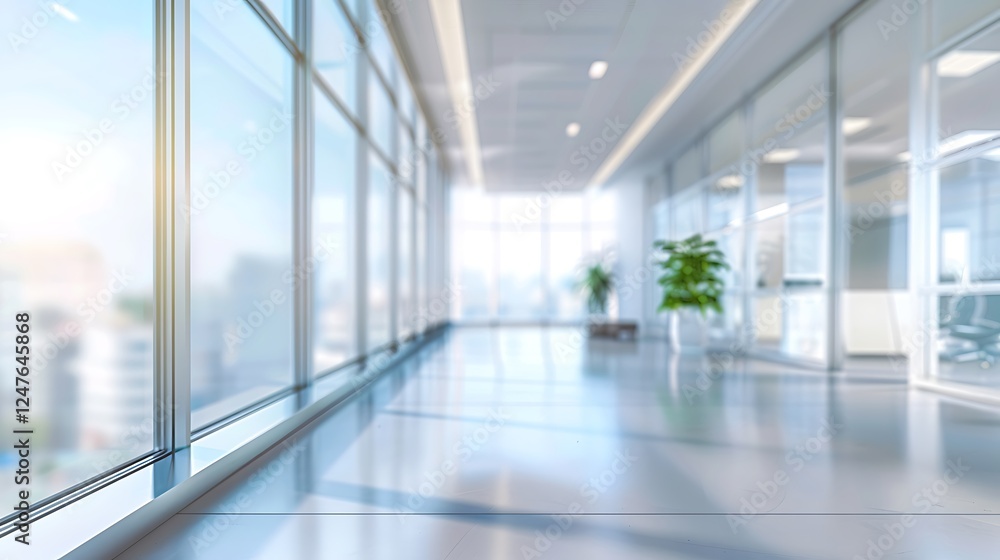 Blurred background of modern office interior with furniture and sunlight Blurred background of modern office interior with furniture and sunlight