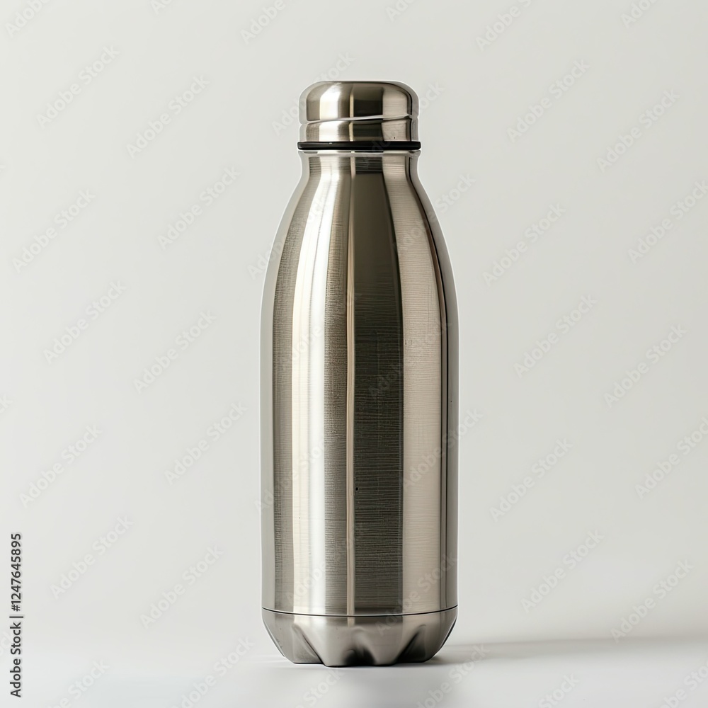 A sleek stainless steel water bottle designed for hydration on the go. isolated on white background A sleek stainless steel water bottle designed for hydration on the go. isolated on white background