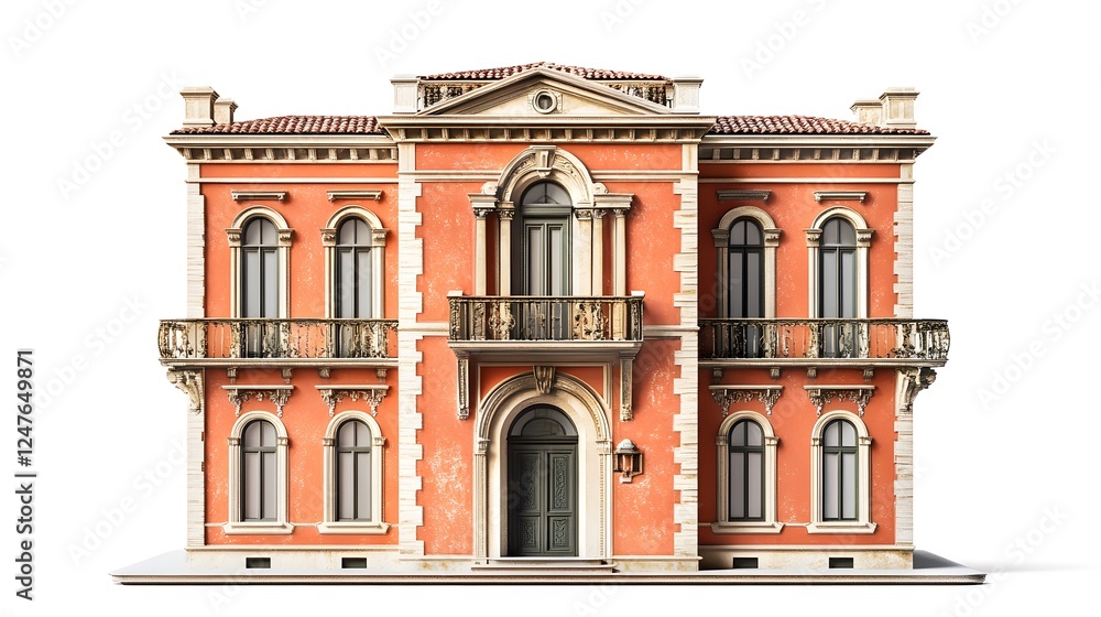 Fototapeta premium Cartoon Home Isolated In White Background