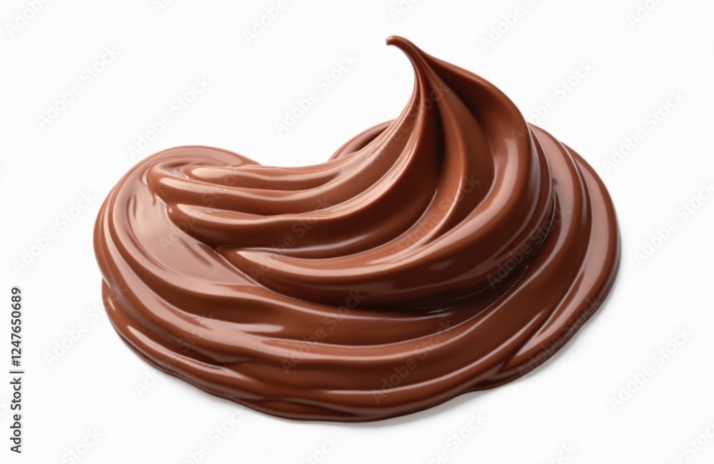 Close-up shot of melted chocolate cream. Smooth, glossy surface with flowing waves. Rich brown color. Perfect for food advertising or product display. Suggests indulgence, sweetness, deliciousness. Close-up shot of melted chocolate cream. Smooth, glossy surface with flowing waves. Rich brown color. Perfect for food advertising or product display. Suggests indulgence, sweetness, deliciousness.