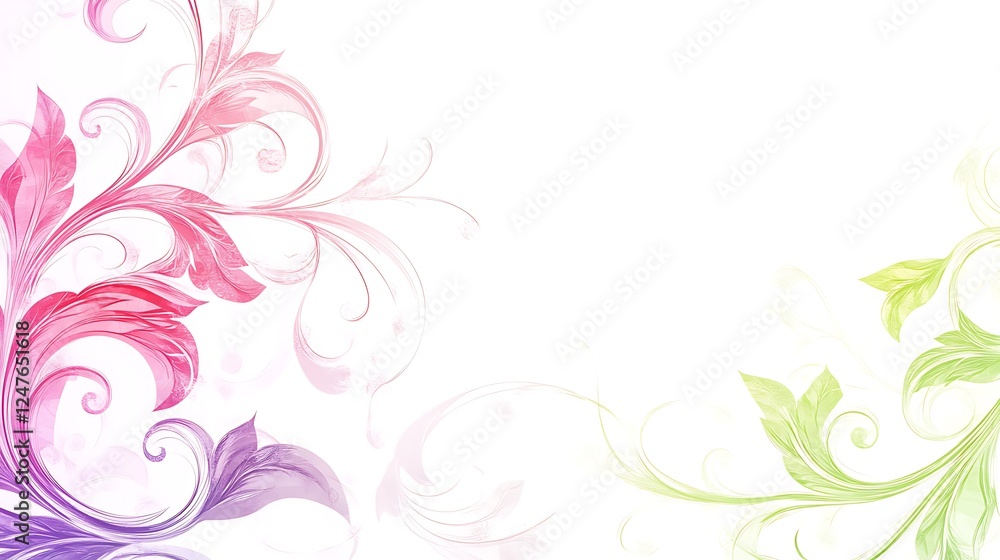 Pastel Floral Swirls Design White Background Pastel Floral Swirls Design White Background