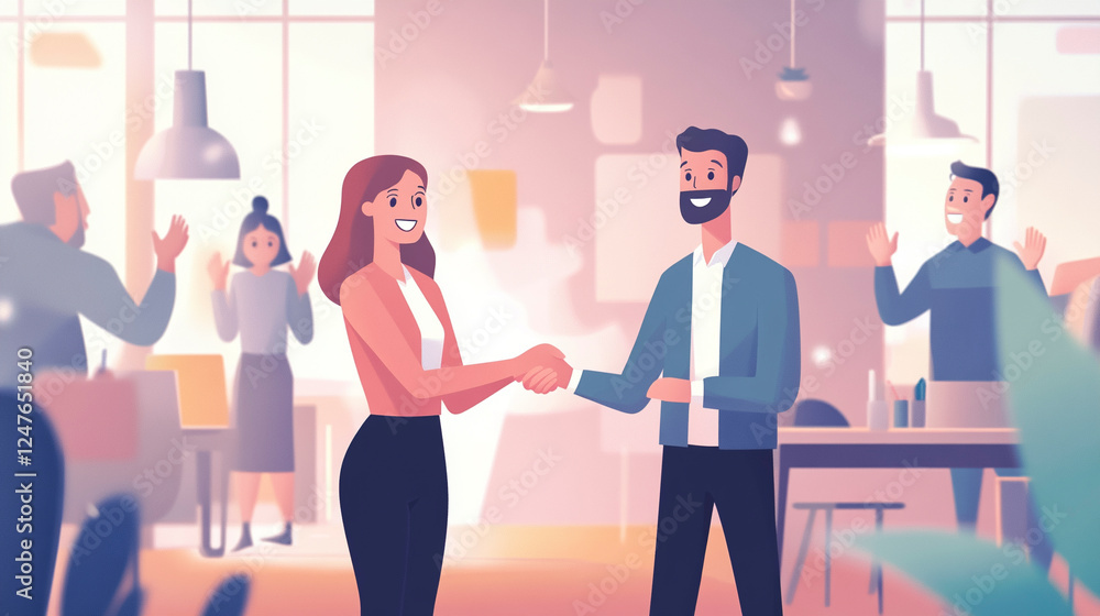 Obraz premium Professionals Shaking Hands in a Modern Office