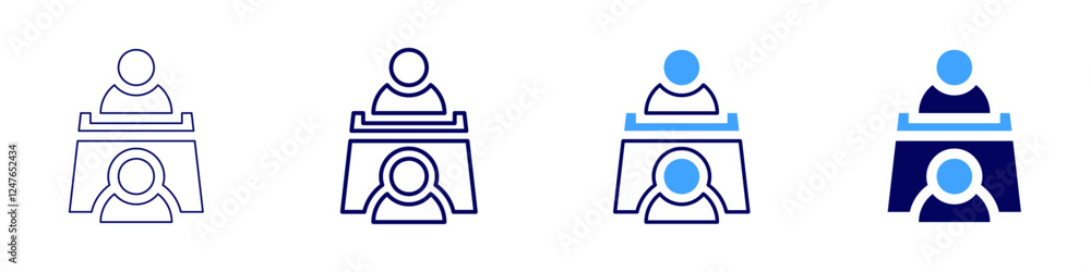 Registration desk icon in 4 different styles. Thin Line, Line, Bold Line, Duotone. Duotone style. Editable stroke Registration desk icon in 4 different styles. Thin Line, Line, Bold Line, Duotone. Duotone style. Editable stroke