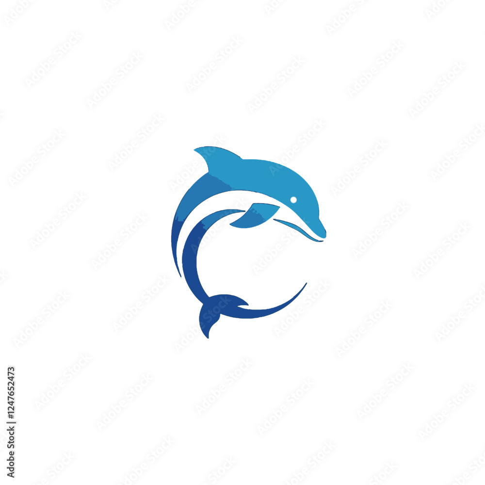 Abstract Blue Dolphin Logo Design on a White Background Abstract Blue Dolphin Logo Design on a White Background