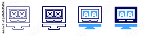 Webinar series icon in 4 different styles. Thin Line, Line, Bold Line, Duotone. Duotone style. Editable stroke