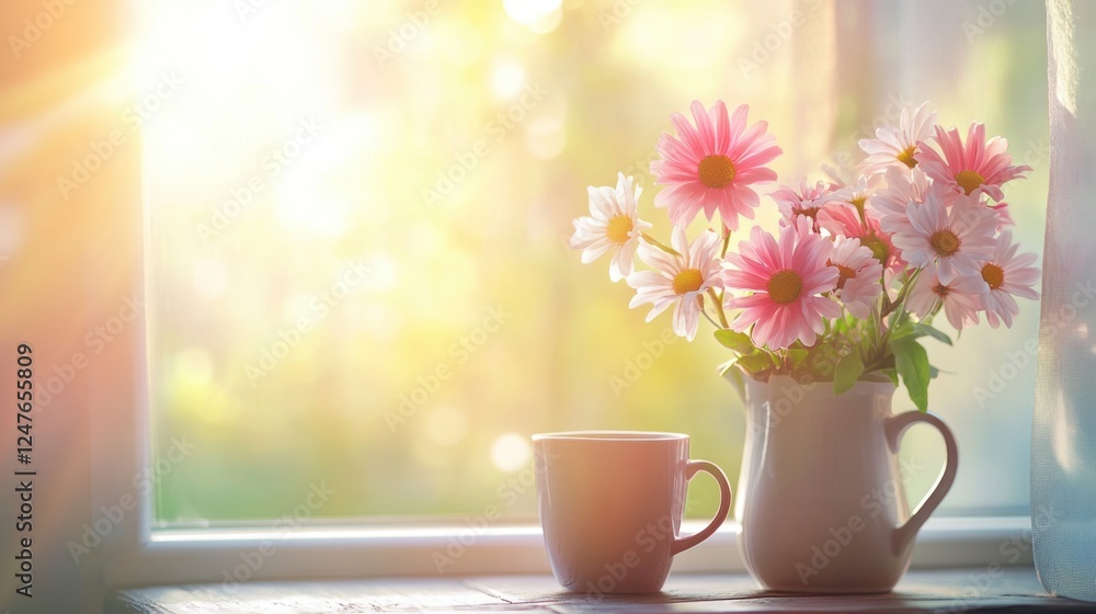 custom made wallpaper toronto digitalFresh Spring Flowers in Glass Vase Celebrating International Women's Day with Soft Pastel Tones and Contemporary Elegance