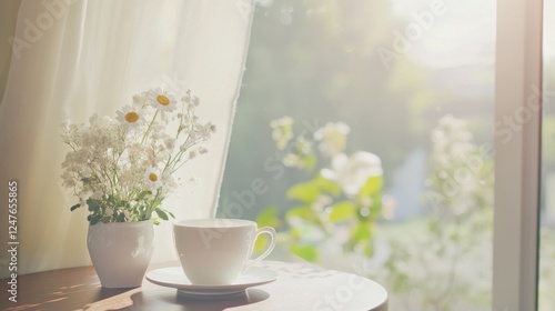 Wallpaper Mural Fresh Spring Flowers in Glass Vase Celebrating International Women's Day with Soft Pastel Tones and Contemporary Elegance Torontodigital.ca