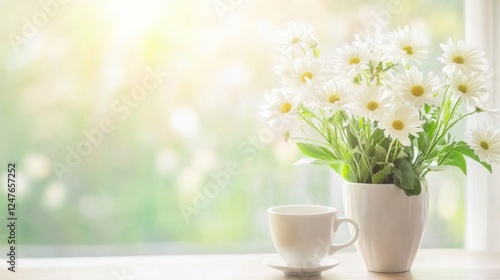 Wallpaper Mural Fresh Spring Flowers in Glass Vase Celebrating International Women's Day with Soft Pastel Tones and Contemporary Elegance Torontodigital.ca