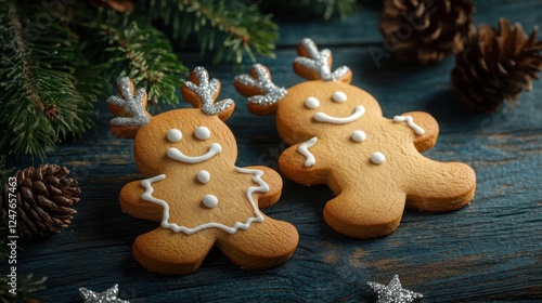 christmas gingerbread reindeer cookies photo