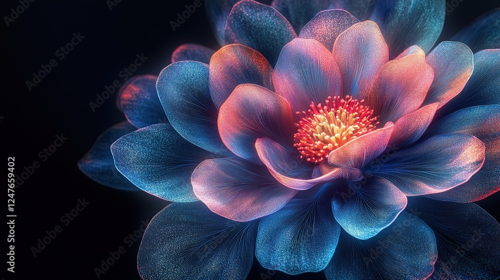 Captivating floral blossom dark background digital art vibrant colors close-up nature concept Captivating floral blossom dark background digital art vibrant colors close-up nature concept