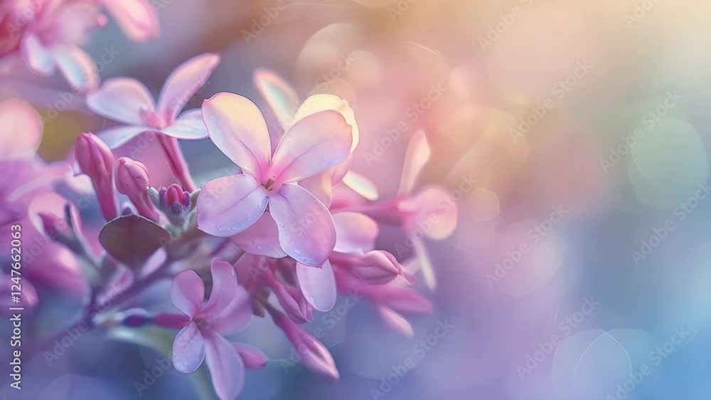Pink lilac flowers close up with dreamy bokeh background for Mother's Day, Easter, Women's Day, Valentine's Day and Spring celebrations. Natural floral backdrop with copy space for romantic design