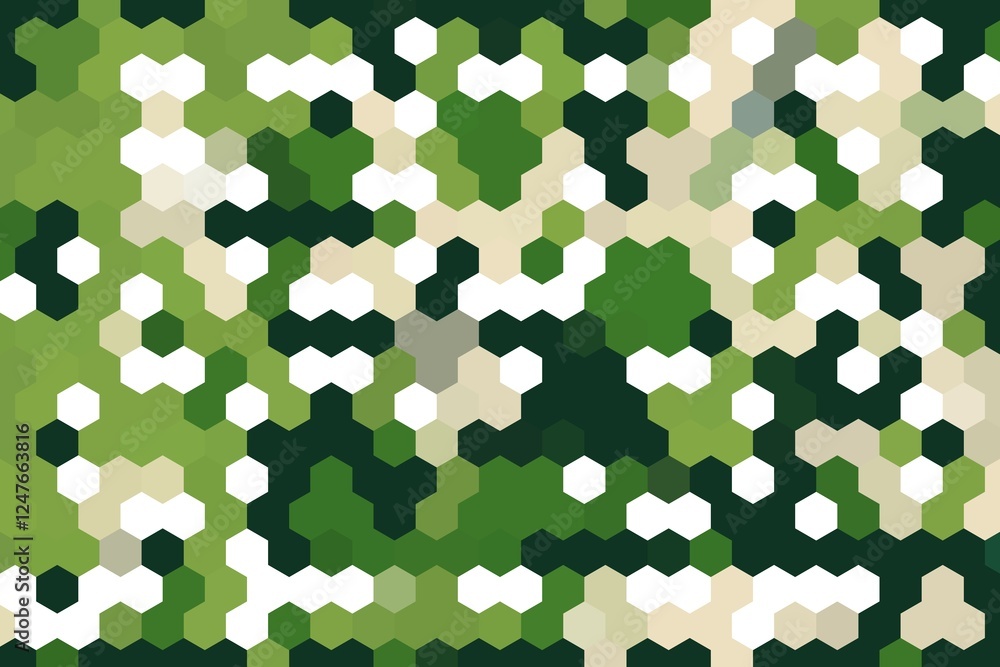 High-quality green and lime hexagonal pixel camouflage pattern with structured geometric layout. Digital camouflage concept High-quality green and lime hexagonal pixel camouflage pattern with structured geometric layout. Digital camouflage concept