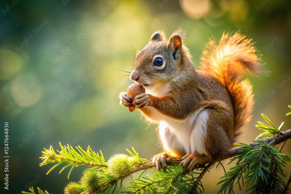 Redwood branch, peanut, and playful squirrel blend in a captivating double exposure. Redwood branch, peanut, and playful squirrel blend in a captivating double exposure.