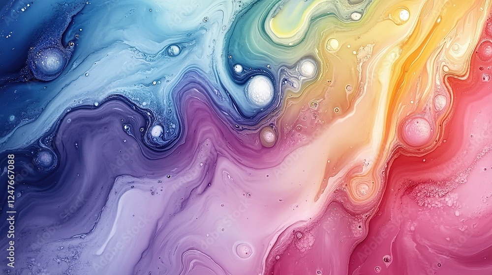 Obraz premium Vivid abstract fluid art creative studio digital background colorful swirls close-up artistic expression