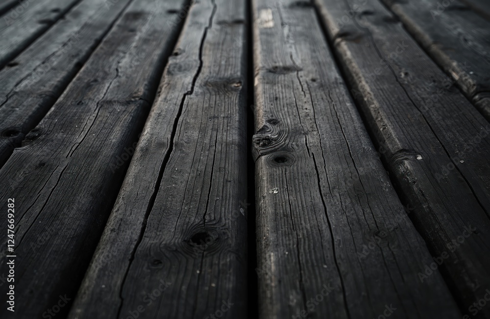 Dark wood planks create rustic background texture. Close up view shows wood grain pattern. Natural wood surface dark color, old vintage style. Minimalist, simple design. Top view perspective captures Dark wood planks create rustic background texture. Close up view shows wood grain pattern. Natural wood surface dark color, old vintage style. Minimalist, simple design. Top view perspective captures