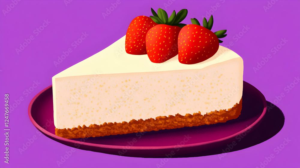 Delicious cheesecake topped with strawberries. Delicious cheesecake topped with strawberries.