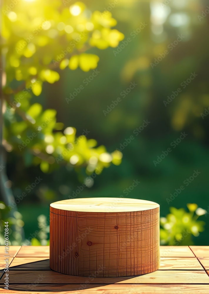 Wooden podium with green bokeh and sun light bokeh green bokeh green abstract background light bright blur pattern Wooden podium with green bokeh and sun light bokeh green bokeh green abstract background light bright blur pattern