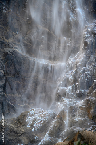 Spray from Bridal Veil falls in Yosemite National Park 