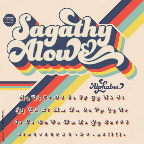 Sagathy Alowe groovy vintage retro bold Font alphabet