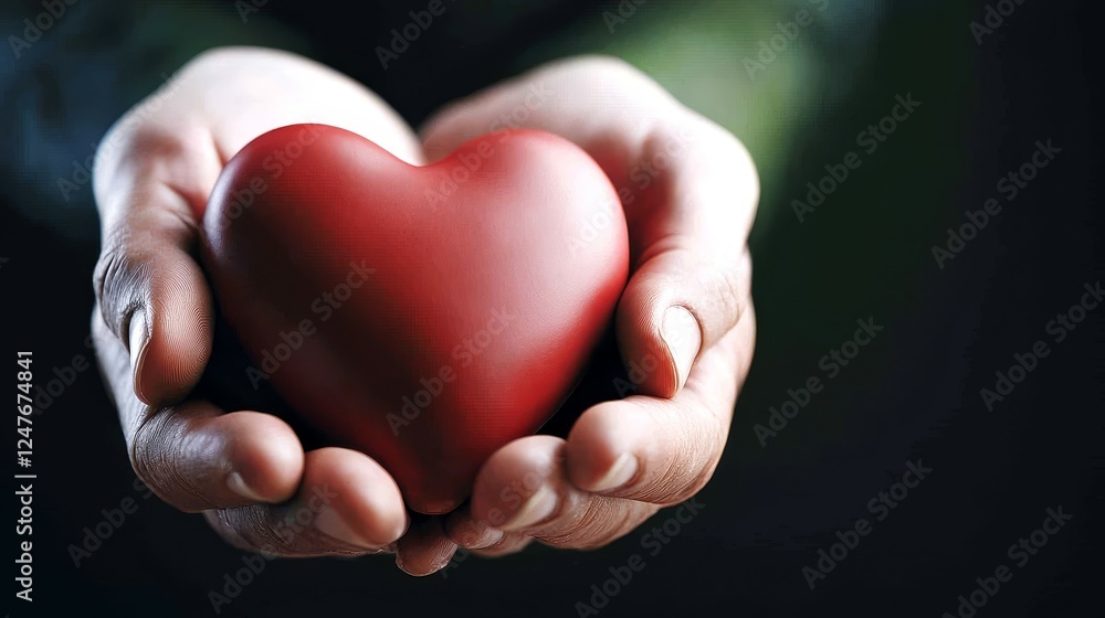 World Compliment Day concept. A pair of hands gently cradling a red heart symbolizing love and care. World Compliment Day concept. A pair of hands gently cradling a red heart symbolizing love and care.