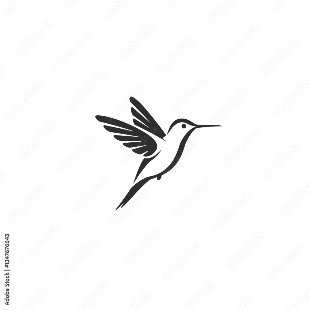 Fototapeta premium Minimalist Hummingbird Silhouette on White Background for Design Inspiration