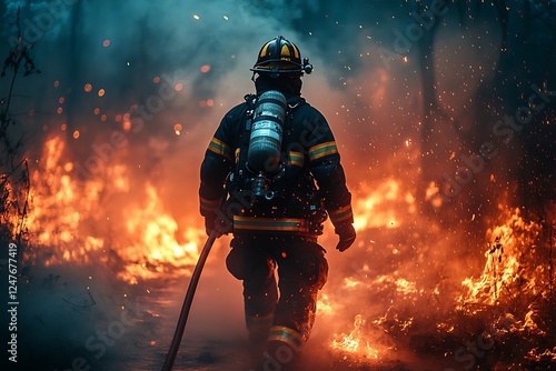 Brave Firefighter Faces Intense Wildfire