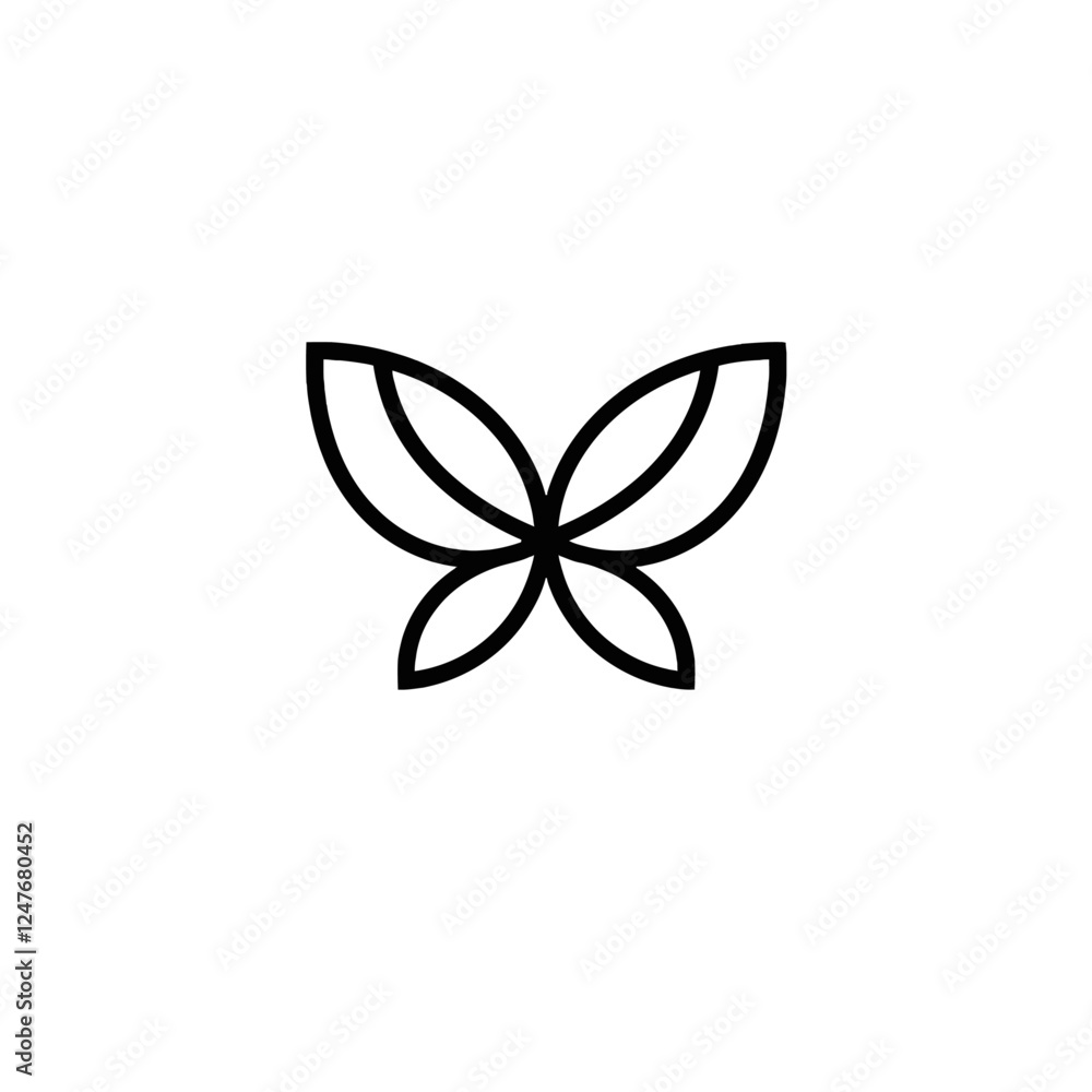 Minimalist Butterfly Icon Logo With Geometric Design and Symmetrical Features Minimalist Butterfly Icon Logo With Geometric Design and Symmetrical Features