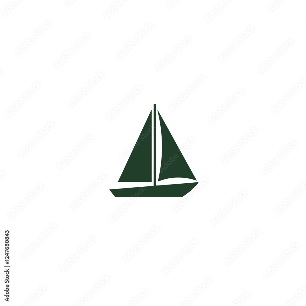 Simple Vector Illustration of Sailing Boat Design on White Background Simple Vector Illustration of Sailing Boat Design on White Background