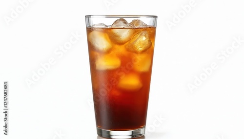 Wallpaper Mural Fresh iced Thai tea drink in tall glass filled with ice cubes. Isolated on white background. Refreshing, cool beverage. Perfect for summer day. Healthy, delicious. Enjoy chilled. Great refreshment on Torontodigital.ca