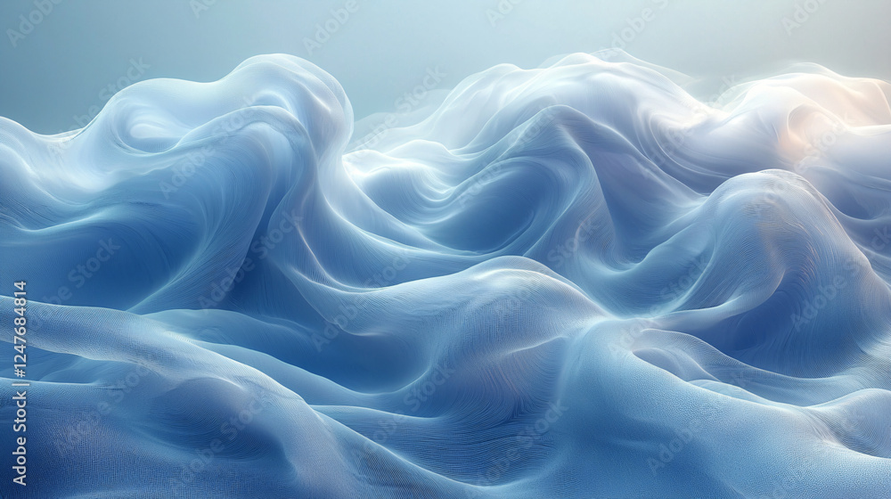 Obraz premium Soft abstract wave pattern in sky blue color. Minimal modern background with empty text space