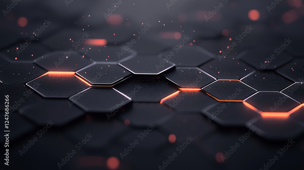 Obraz premium digital hexagon, abstract background, glowing hexagonal pattern, high-tech effect --quality 2 