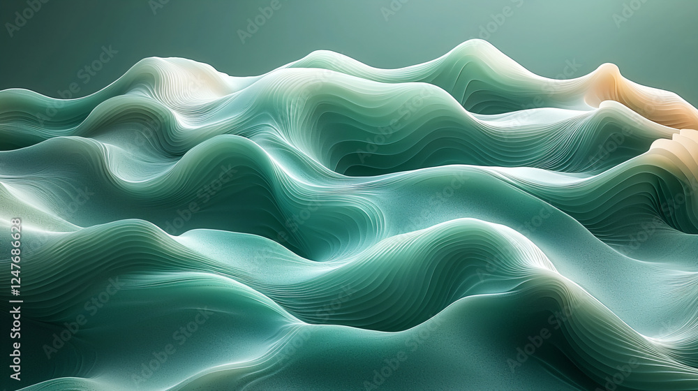 Obraz premium Elegant dark emerald background with flowing wave pattern