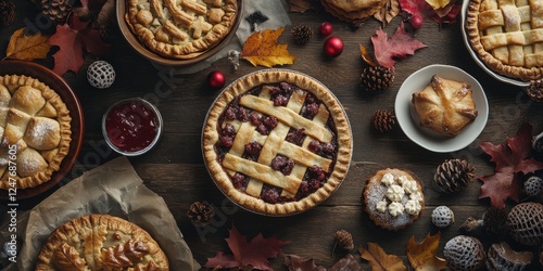 Wallpaper Mural A creative flat lay of festive treats like cookies, pies, and gingerbread Torontodigital.ca