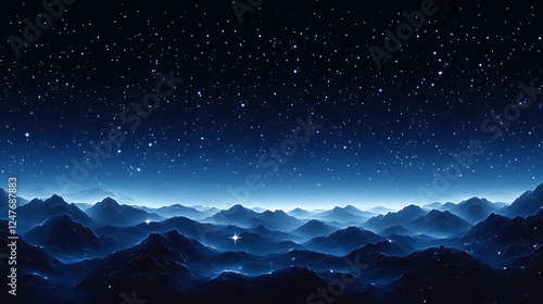 Starry Night Sky Over Majestic Mountain Range