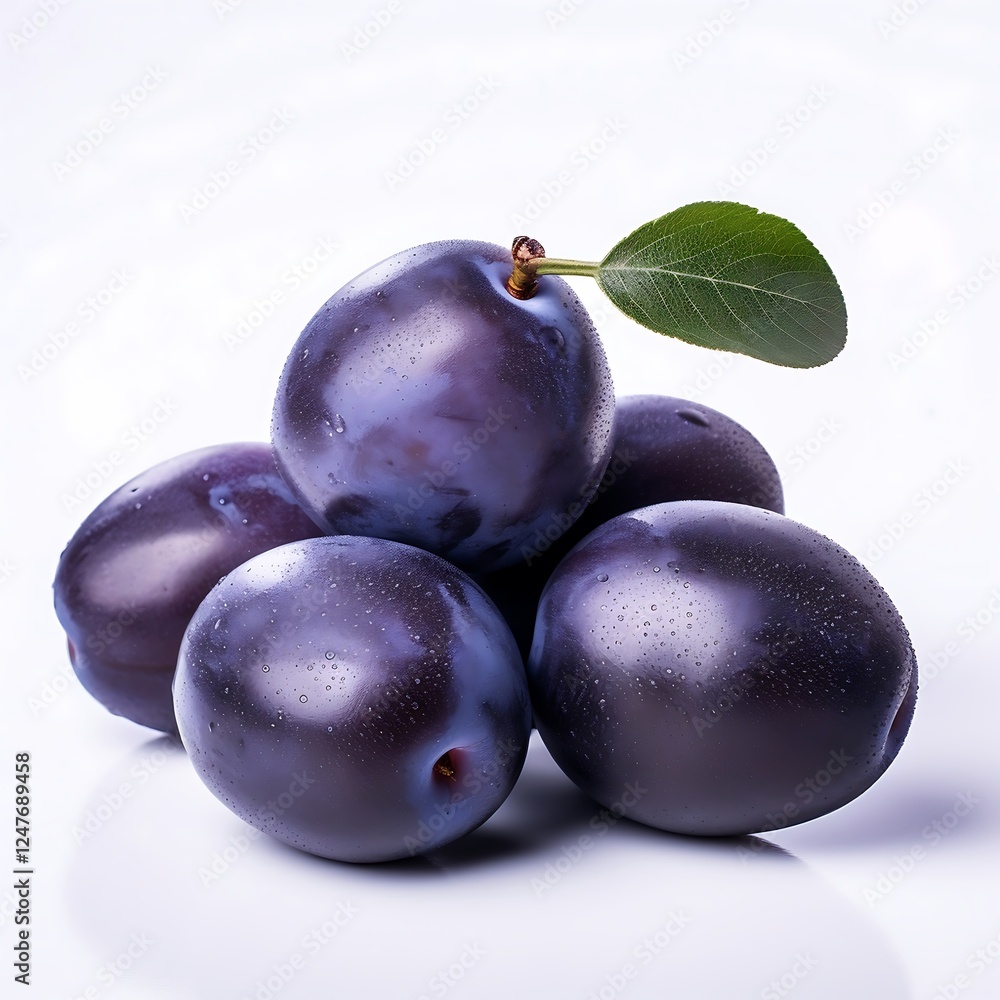 Plums on white background, Fresh Plums Plums on white background, Fresh Plums