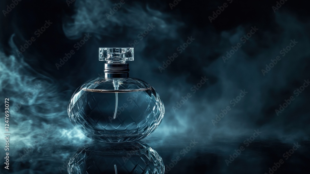 Mysterious Perfume Bottle in Smoky Atmosphere Mysterious Perfume Bottle in Smoky Atmosphere