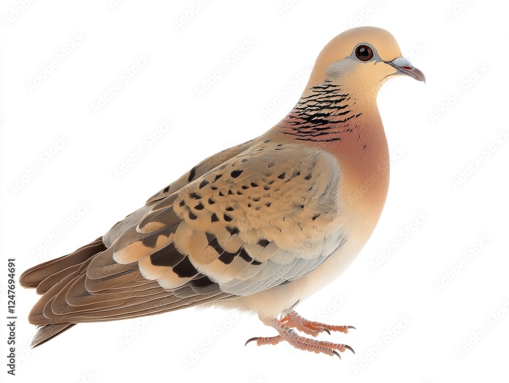 Fototapeta premium Portrait of a Laughing Dove (Spilopelia senegalensis) on a White Background