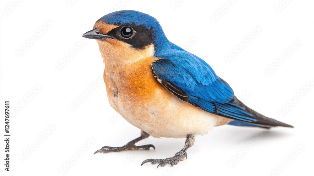 Vibrant Rufous-bellied Niltava Bird on a Clean White Background Studio Shot Vibrant Rufous-bellied Niltava Bird on a Clean White Background Studio Shot