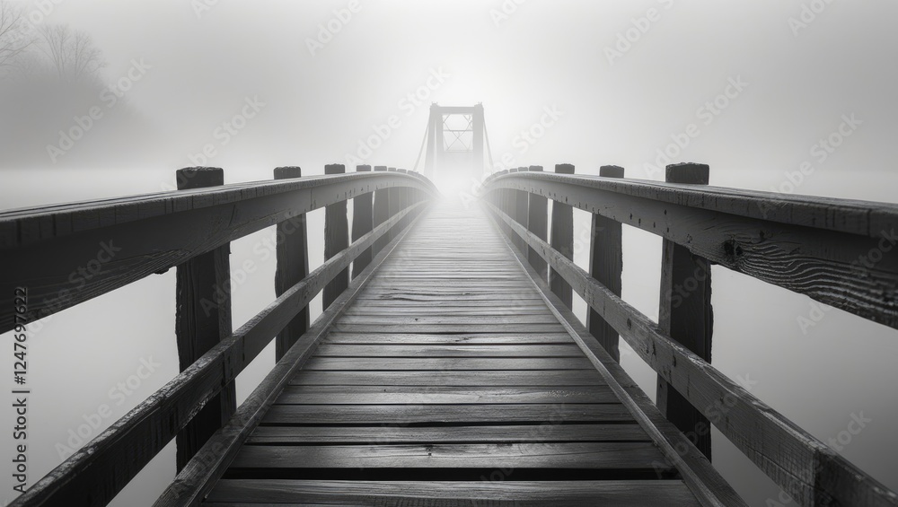 Obraz premium black and white wooden bridge