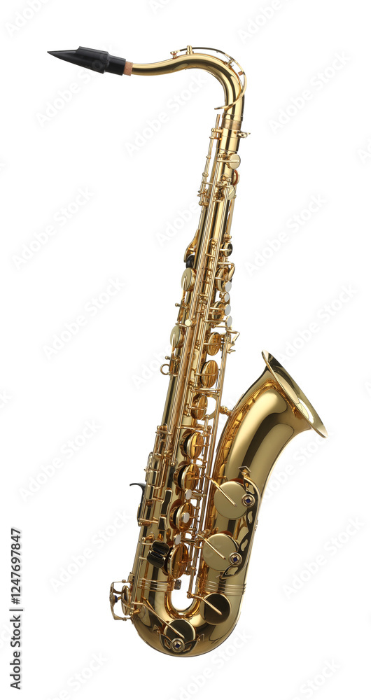 Naklejka premium Jazz. One beautiful saxophone isolated on white