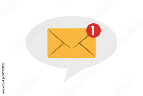 cartoon white bubble with email notice. flat simple style trend modern e-mail logotype graphic design isolated on blue background. concept of you've got mail and full inbox or mailbox symbol
